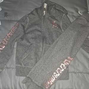 Abercrombie & Fitch Kids Hoodie in Gray with Pink Logo